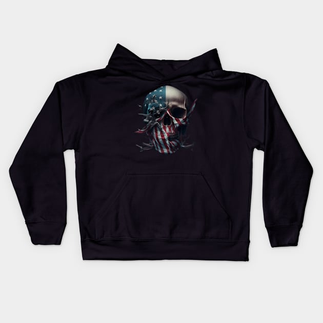 American Flag Skull T-Shirt Kids Hoodie by EG78